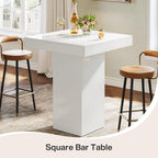 Tribesigns Square Bar Table, Modern Kitchen Dining Table, Counter Height Pub Cocktail Tables for Dining Room, Tavern, Coffee Corner, Party, 31.5 x 31.5 x 39.4 Inches, White