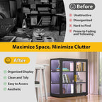 Display Cabinet with Glass Doors and Adjustable Shelves,34" Tall Bookcase with LED Lights,3-Tier Curio Cabinet for Collectibles,Glass Display Case for Living Room,Black
