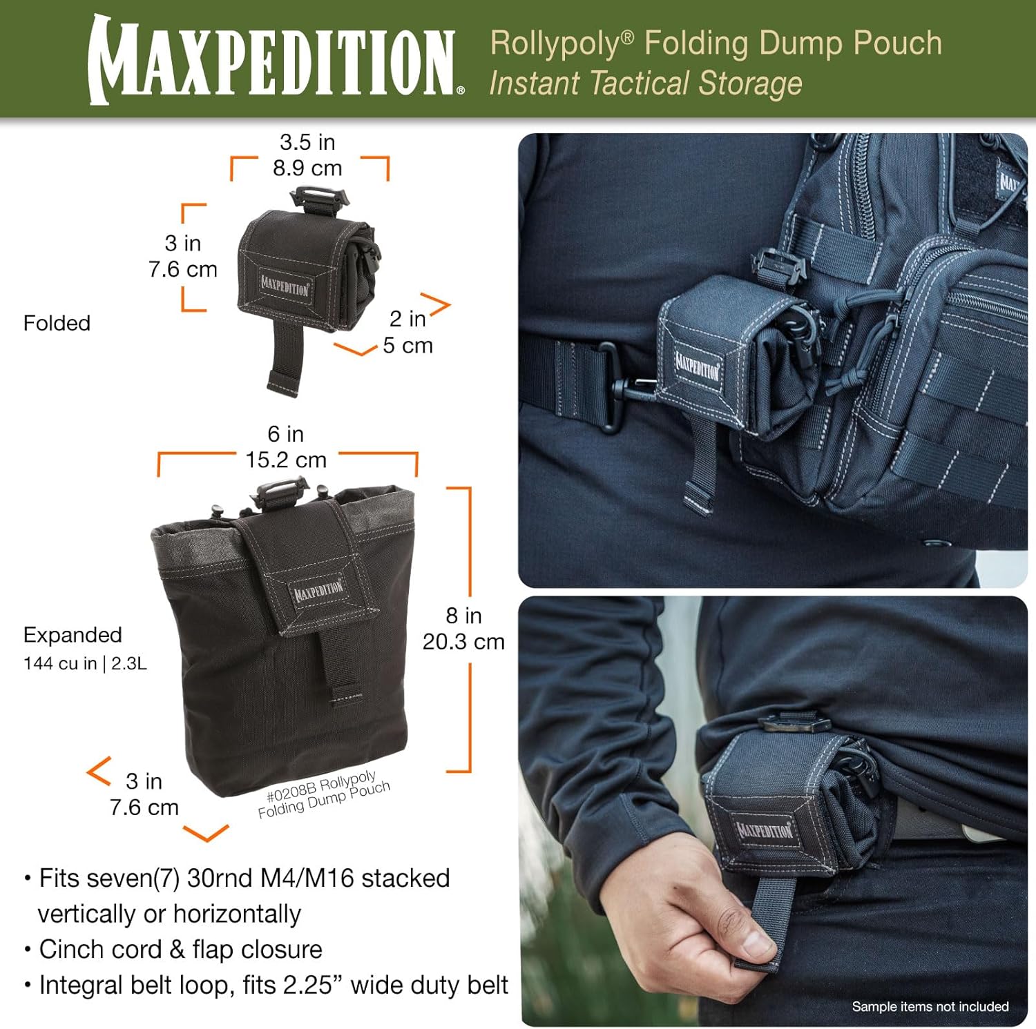 Maxpedition Rollypoly Folding Dump Pouch (Black) 9.4 inch
