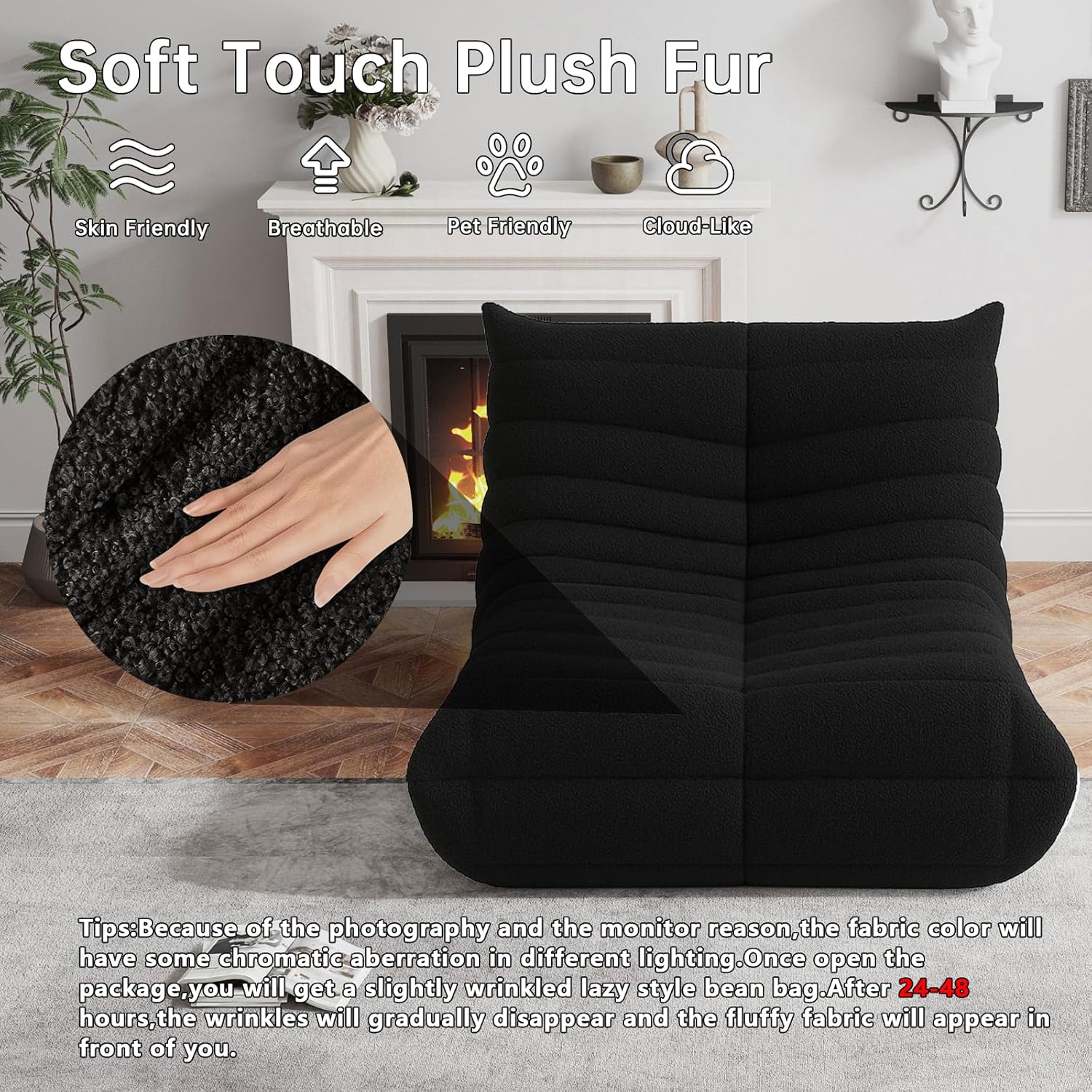 WHGBJA Bean Bag Chair for Adults, Lazy Bean Bag Sofa for Bedroom, Living Room, Reading, Gaming Floor Sofa Chair, Boneless, Comfy