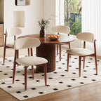 Modern Wooden Dining Chairs Set of 1, Fabric Upholstery Kitchen Chairs Farmhouse Dining Room Side Chairs for Restaurants, Cafes, Patio, Easy Assembly, Beige