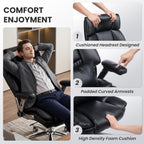 750lbs Heavy Duty Desk Chair with 3D Kneading Massage, Big and Tall Office Chairs with Ergonomic Support, 3D Armrests, 5 Quiet Dual Rubber Wheel, Thick Pocket Spring Cushion(Black, PU)