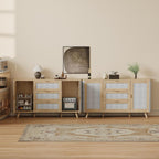 63" Large Farmhouse Storage Cabinet with 3 Drawers 2 Doors, Wood Buffet Sideboard Cabinet Coffee Bar for Kitchen, Living Room