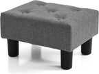BRIAN & DANY Small Foot Stool, Linen Foot Stools with Legs, Stable Small Footstool for Living Room, Grey