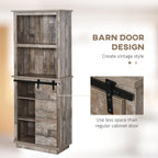 Freestanding Rustic Kitchen Buffet Cabinet, Pantry Storage Cabinet with Sliding Barn Door, Adjustable Shelf, Vintage Wood,for Kitchen