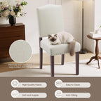 Upholstered Dining Chairs Set of 6 with Thickened Seat Cushion, Wooden Mid-Century Modern Fabric Farmhouse Kitchen Chairs for Dining Room Living/Restaurant/Reading Room(Beige)