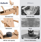 Kullavik Dual-Mode Adirondack Chairs Set of 4 with 2pcs Side Table, HDPE All-Weather Patio Chairs, Outdoor Lawn Chairs for Garden Backyard Porch Pool Deck Firepit, Teak