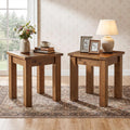 Solid Wood Side Table Set of 2, Farmhouse Square End Tale with Stable 4 Legs for Small Spaces, Living Room, Bedroom
