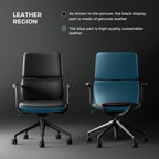 TOMU Genuine Leather Office Desk Chair with Wheels, Ergonomic Leather Executive Chair, Mid Back, Swivel Base with Adjustable Tilt, Modern Style, Luxury Aluminum Frame