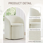 KISLOT Upholstered Dining Chairs with Casters, No Assembly Rolling Modern Dining Room Chairs with Hidden Storage & Barrel Backrest, Accent Chair for Bedroom, Living Room, Dressing, Linen, Set of 1