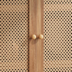 TROPOW Rattan Pantry Cabinet, 64 Inch Tall Kitchen Storage Cabinet with 2 Adjustable Shelves, 2 Drawers, Large Wooden Food Cupboard for Living Room, Dining Room, Light Brown