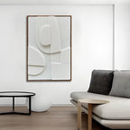 NANKAI Art Hand-Painted Three-Dimensional White Texture Art Modern Minimalist Decorative Oil Painting for Home, Office, Corridor and Wall Decoration 36x24 Inches (with Solid Wood Exterior Frame)