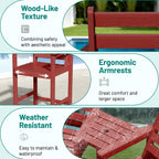 PLUUV Tall Adirondack Chairs Set of 2 with Double Connecting Side Trays, All-Weather HDPE Bar Height Patio Chairs for Balcony & Poolside, 380 LBs Capacity Heavy Duty Outdoor Furniture, Red