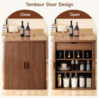 ONBRILL 61 Inch Kitchen Island with Storage, Fluted Counter Height Table, Mid-Century Modern Kitchen Island Table with Sliding Door, Home Bar Tables with Wine Rack and Drawers (Walnut)