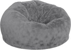EMMA + OLIVER Denver Oversized Gray Furry Bean Bag Chair for Kids and Adults