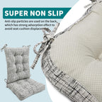 SINOSSO Rocking Chair Cushion Set with Thick Padding, Back Pillow & Seat Cushion with Ties, Modern Interwoven Style Indoor Living Room Rocker Chair Pads for Elderly Sitting, White-Gray