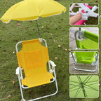 Kids Beach Chair with Umbrella Foldable & Detachable Beach Chair with Canopy, Lightweight and Sturdy Outdoor Seat for Camping, Travel, Lawn, Yellow Camping & Hiking