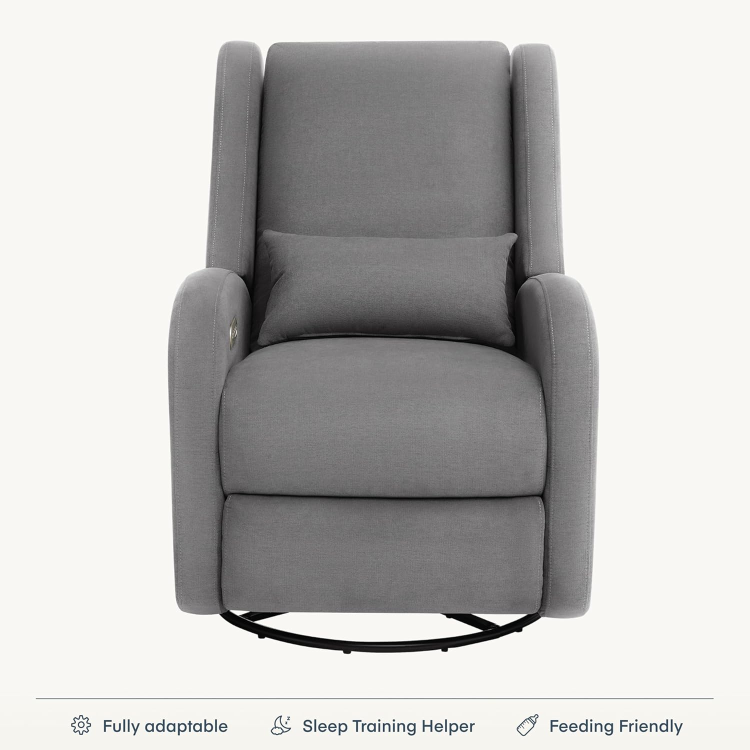 Nurture& The Wingback Plus – Premium Power Recliner for Nursery | Ergonomic, Stain-Resistant Glider Chair with USB, Lumbar & Head Support – Modern Baby Room Essential