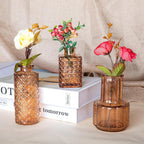 Gold Amber Glass Bud Vase Set of 12, Small Vintage Flower Bottle Petite Glass Flower Vase for Floral Arrangements, Decorative Centerpiece,Table Decor,Home Wedding Party