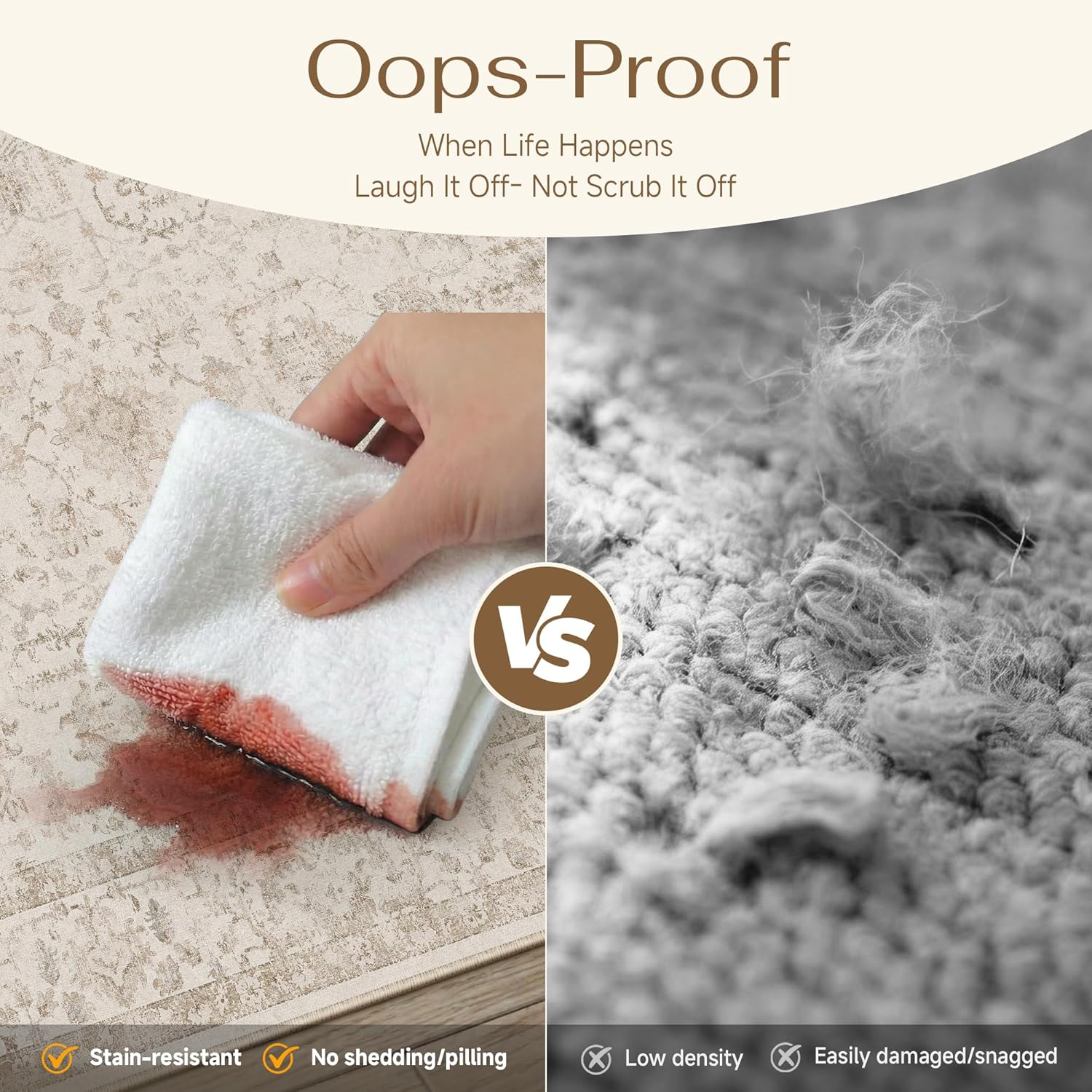2x8 Beige Neutral Runner Rug for Kitchen Machine Washable Low Pile Carpet Vintage Accent Soft Non Slip Rug for Bathroom Decor Bedroom Nursery Indoor