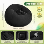 WLIVE 2 Pcs Bean Bag Chair for Kids Adults, Inflatable Chair, No Filler, Comfy, Suit for Dorm Gaming Room Indoor Outdoor, Black