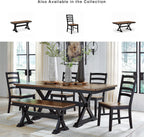 Signature Design by Ashley Wildenauer Dining Bench, 48 Inch Farmhouse Two Tone Wooden Seating with Solid Wood Frame, Mango Veneer and MDF Substrate Seat, Casual Entryway or Kitchen Use, Brown/Black