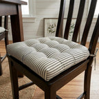 Barnett Home Decor Chair Cushions for Dining Chairs - 15x17 Kitchen Chair Cushions - Machine Washable, 100% Cotton - Made in USA - Latex Foam Comfort Chair Pads - Ticking Stripe Black Small Pack of 4
