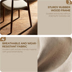 Farmhouse Dining Chairs Set of 4, Mid Century Modern Wooden Velvet Fabric Upholstered Kitchen Chairs with Curve Back, Dining Room Chairs for Living Room Restaurant Cafe with Brown Legs, Warm Gray