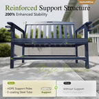 Sophia & William HDPE Outdoor Bench Weatherproof, 2-Person Garden Bench with Cup Holders, 700 lbs Capacity, Patio Benches for Porch, Garden, Backyard and Park, Navy