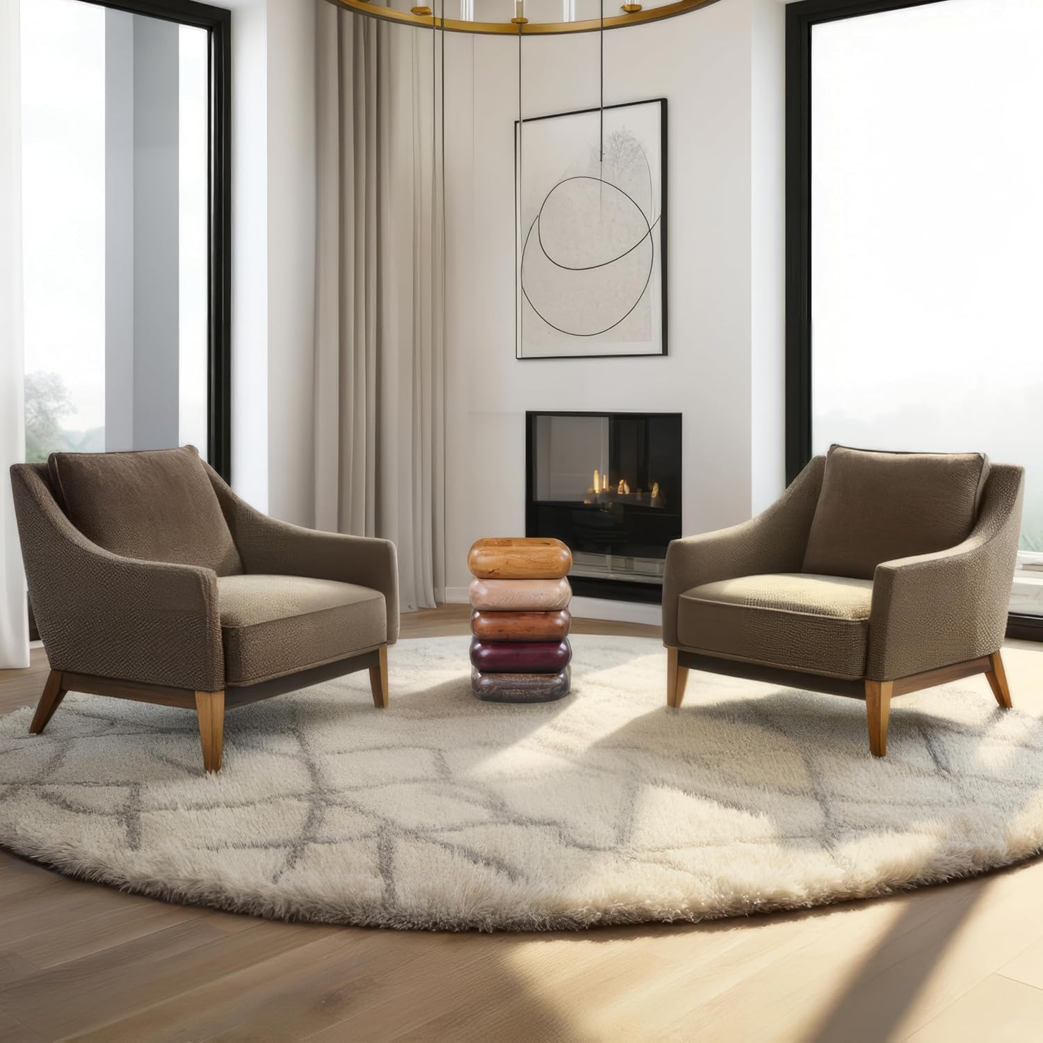 Zyra 18 Inch Side End Table, Sculptural Stacked Design, Mango and Acacia Wood Artisanship, Brown Finish, Modern Accent Table for Living Room, Bedroom, Entryway and Home Decor Display