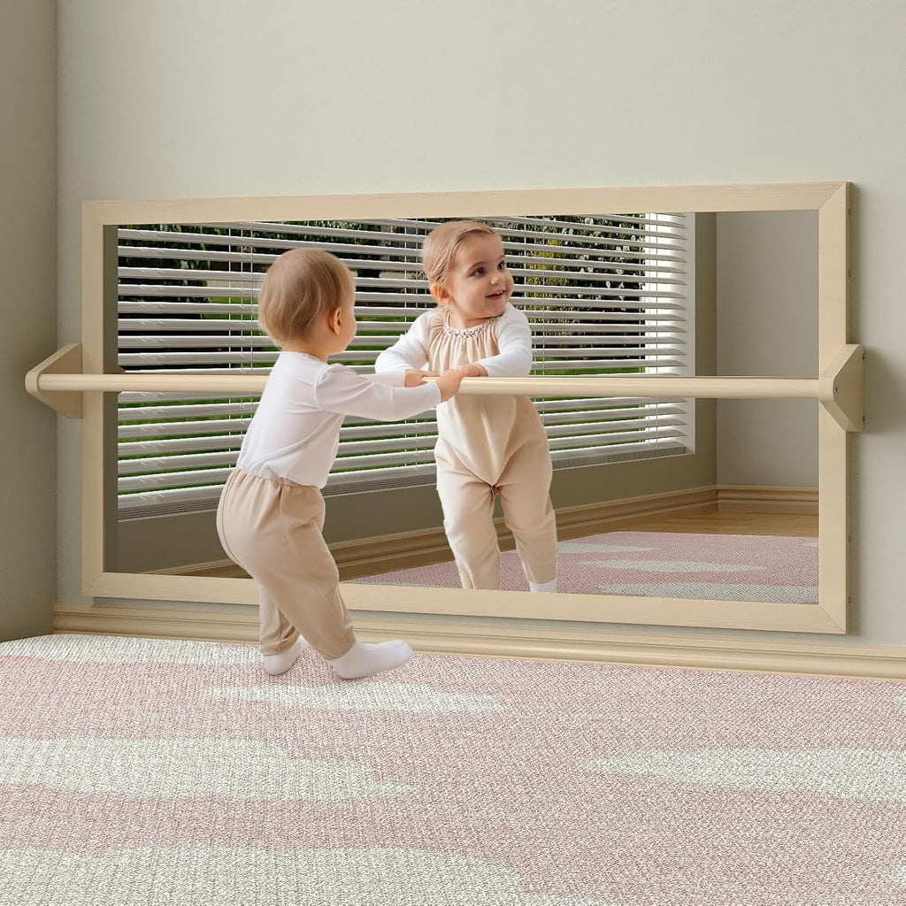 Montessori 3-in-1 Baby Mirror with Pull-Up Bar – Perfect for Toddler Nurseries, Home Learning Spaces, and Children's Classrooms
