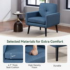 Vogue Furniture Direct Mid Century Accent Chair, Fabric Modern Chair with Wooden Frame, Cozy Armchair Reading Chair with Comfy Back for Apartment, Living Room, Bedroom, Small Space, Corner, Blue