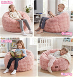 Hobestluk Bean Bag Chair for Kids Beanbag with Donut Shape Small Bean Bag Chair with Portable Handle Bean Bag Couch for Living Room Bedroom Playroom (Pink, Medium)