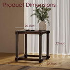Vintage Aged Solid Wood Side Table Mortise and Tenon Construction Wear-Resistant Top Sturdy Legs Accent Table for Living Room Bedroom 20"×22"×22"