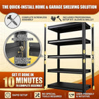 Upgrade 72" H Garage Shelving Unit, 3500LBS Heavy Duty 5-Tier Metal Storage Shelves with Anti-Fall Rails, Adjustable Industrial Steel Rack, Pantry Kitchen Basement Warehouse