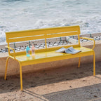 Garden Outdoor Terrace Bench, Aluminum Alloy, with Backrest, Suitable for Balconies, Gardens, Decks, Backyards Seat(Yellow,160x55x82CM)