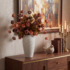 Yinder 8 Pcs Artificial Peonies Stems, 26'' Faux Peony Branch Vintage Silk Flowers for Vase Filler, Fall Home Decor, Rustic Farmhouse Wedding Table Centerpiece DIY Bouquet(Tan, Light Orange)