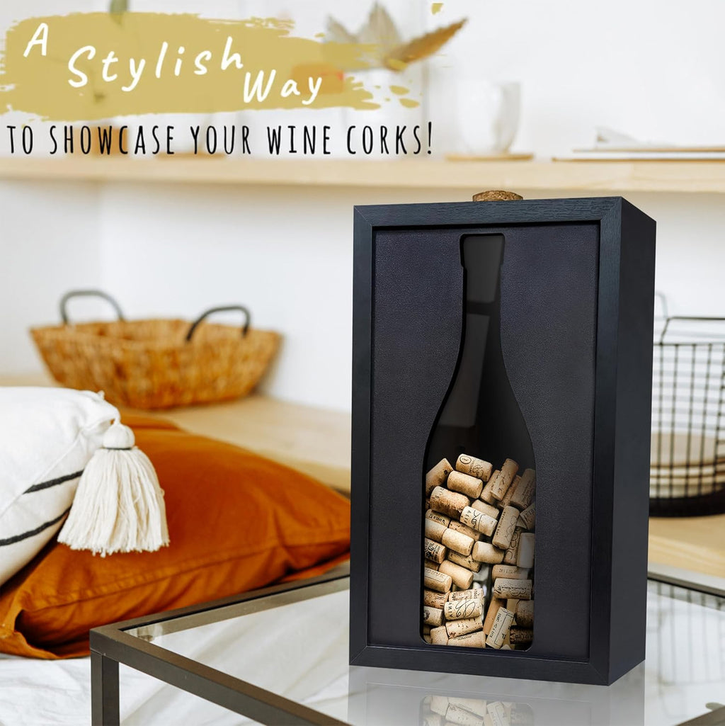 flinelife Wooden Wine Cork Holder, 13x8, Wine Cork Collector Shadow Box - Perfect for Wine Lover Gift