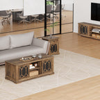 Living Room Table Sets 4 Piece Includes TV Stand, Farmhouse TV Stand for 65Inch TV, Rectangular Coffee Table with Storage, Two End Table with Drawer, Rustic Brown