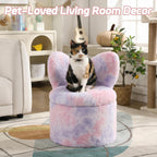 Kids Desk Chairs, Toddler Chairs Comfy Faux Fur Kids Storage Ottoman, 2 in 1 Children Stool with Storage, Butterfly Chair for Kids Girls Gifts, Storage Stool for Bedroom/Loving Room, Purple