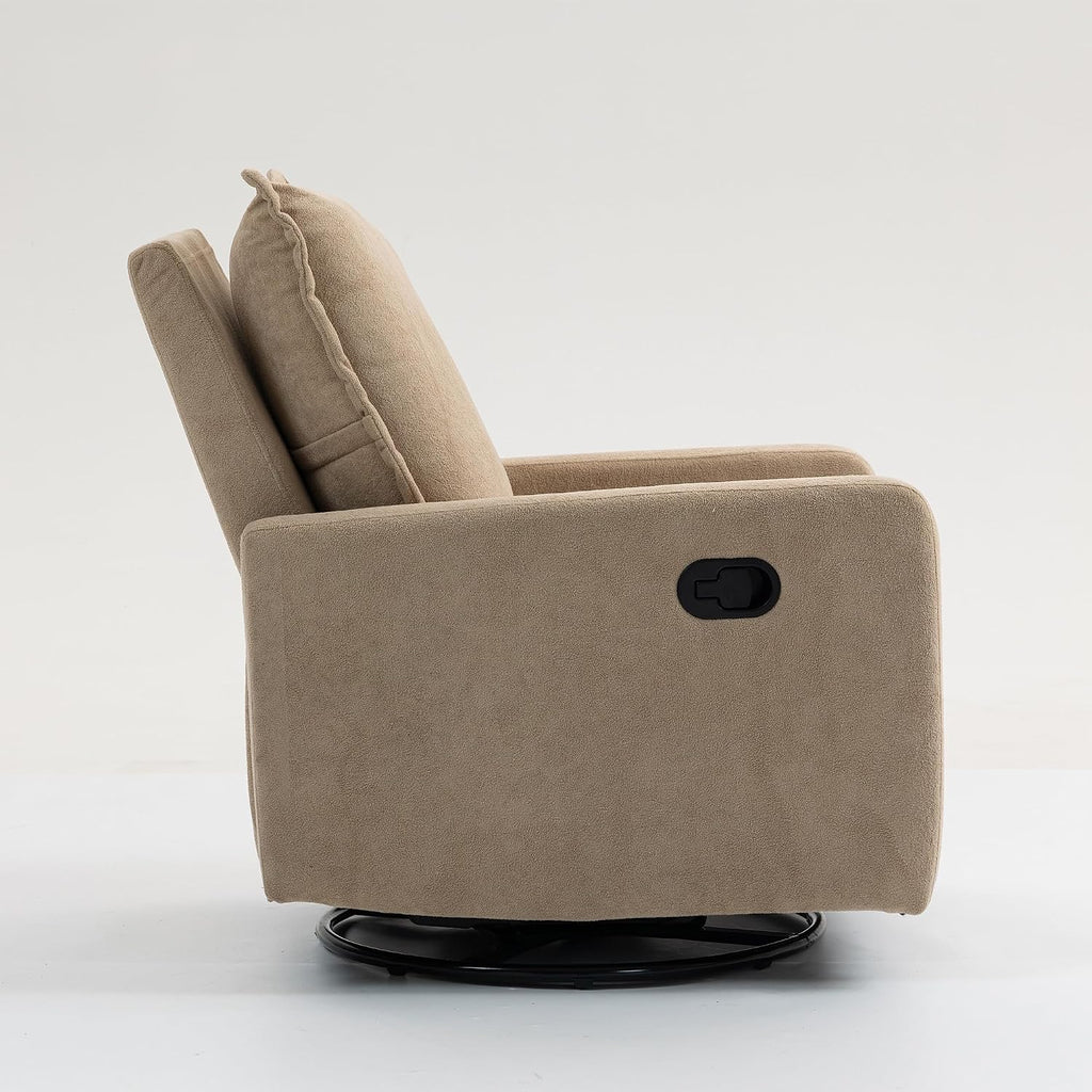 ERYE Modern Manual Reclining Chair Glider Rocker Chair with Swivel for Living Room Bedroom, Manual Lovely Recliner Armchair Boucle Upholstered 360° Swivel Nursery Armchair