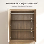 SICOTAS 71 inch Rattan Wardrobe Closet : Armoire Wardrobe with Drawers | Farmhouse Boho Storage Cabinet with Hanging Rod, Large-Capacity Deep Armoire Clothes Organizer for Bedroom, Cloak Room