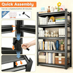 78''H Metal Bookshelf, 5-Tier Bookshelve, Heavy Duty Steel Bookcases, Large Storage Capacity Adjustable Tall Industrial Bookshelf for Living Room, Bedroom and Library, Black (78''Hx36''Wx12''D)