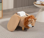 Home 2 Office Lion Ottoman with Storage for Kids – Plush Animal Footstool for Nursery, Playroom, Living Room or Bedroom – Toy Organizer and Footrest – Cute Toddler Furniture with Wooden Legs