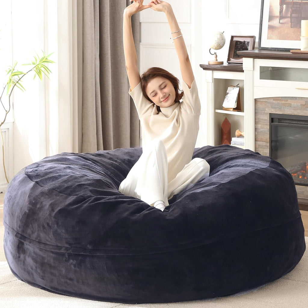 Bean Bag Chair for Adults Soft Comfy Bean Bag for Adults, Cozy Reading Chair, Large Round Bean Bag Couch, Versatile Living Room & Bedroom Chairs (Blue, 6FT)