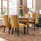 KEIKI Velvet Tufted Dining Room Chairs Set of 2, Kitchen Nailhead Trim Chairs with Solid Wood Legs and Padded Seat, Gold