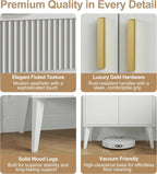 Sideboard Storage Cabinet with 2 Drawers & 2 Doors, Fluted Kitchen Buffet Cabinet with Adjustable Shelves, Coffee Bar Station for Living Room, Entryway, 13.8 x 27.6 x 35.6 Inches, White