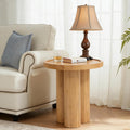 Christopher Knight Home Benny Round Solid Wood End Table, Wooden Side Table with Pedestal Base, Modern Accent Table for Living Room/Bedroom/Small Spaces, Indoor Small Pedestal Table, Natural