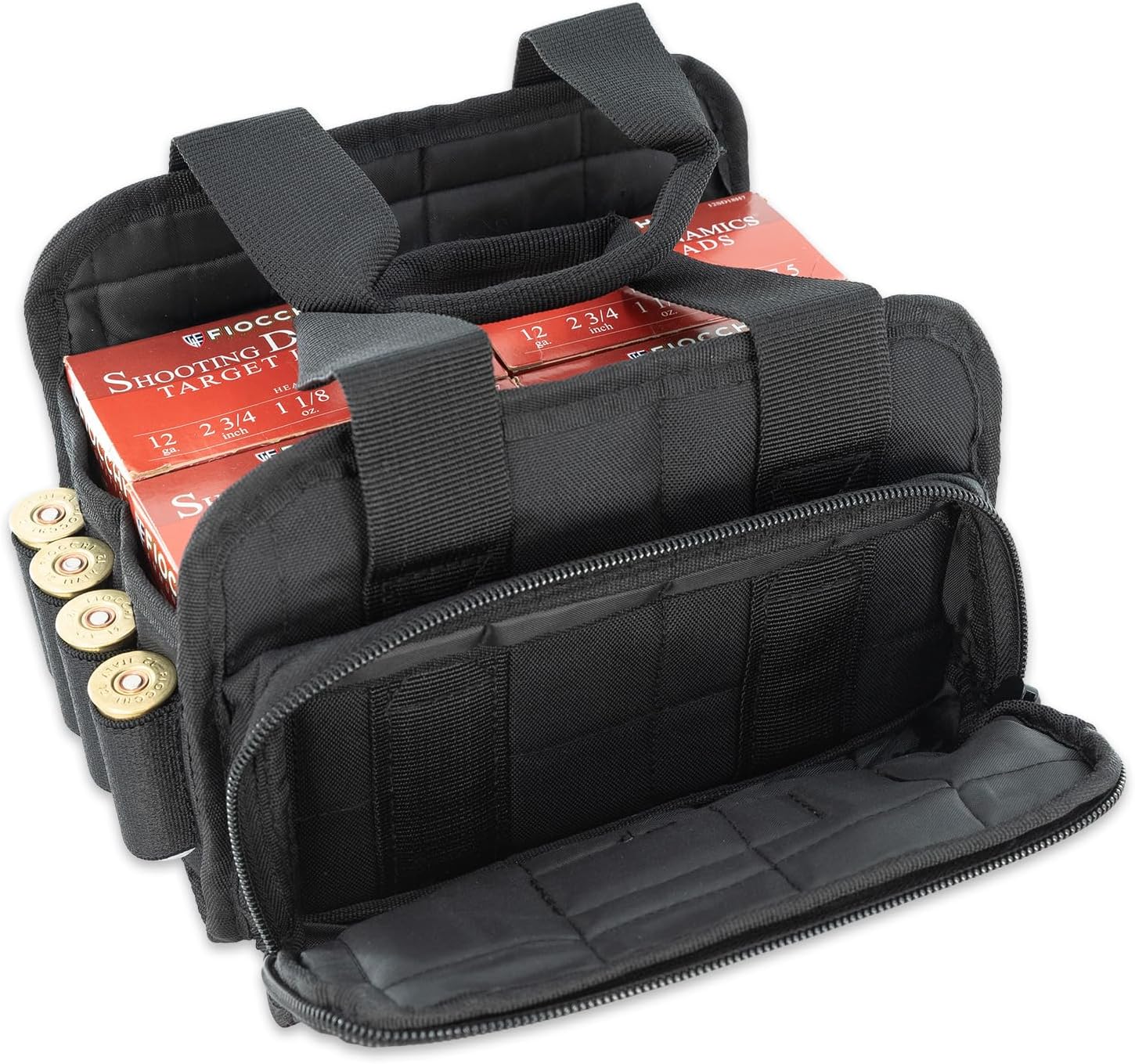 Wild Hare Shooting Gear 4 Box Carrier Durable & Water Resistant - Large Side Accessories Pocket - Black