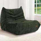 ZurNesfure Bean Bag Chair, Large Beanbag Chair for Adults with Memory Foam, No Assembly Fluffy Bean Bag for Gaming Reading Living Room Bedroom Dorm, Non-Slip Bottom, CHENILLEGREEN